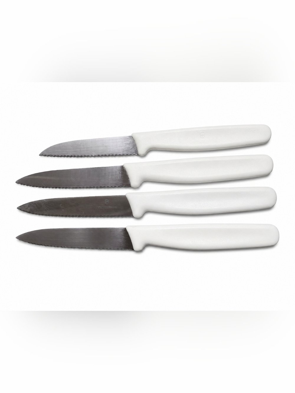 Victorinox White Handles Serrated Steak Knives Set of 4 Kitchen Cooking Cutlery